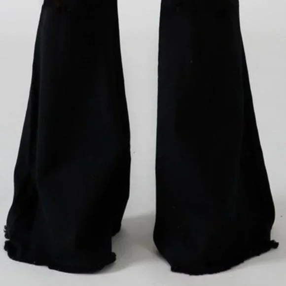 Flare leg Frayed hem Bell Bottom High waisted stretch denim Jeans 5 pocket soft - Picture 9 of 12